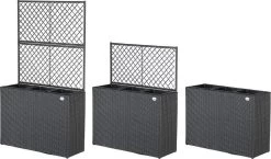 Casaria Polyrattan Plantenbak - Met Klimoprek - 3 Bakken Zwart -Gardena Winkel 1200x704 1