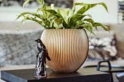 Capi Europe - Vaas Bol Groove XL - 63x51 - Goud - Bloempot Voor Binnen - Opening ⌀42 - GVGB271 -Gardena Winkel 1200x800 459