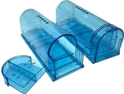 Diervriendelijke Muizenvallen Blauw – 2 Stuks - Vangt Muizen Levend - Humane Muizenval - Muizen Lokdoos - Ongedierteval