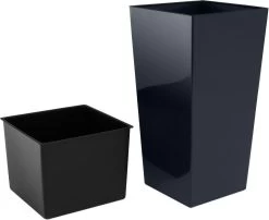 Prosperplast Kunststof Urbi Bloempot/plantenpot Met Binnenpot Antraciet 19 X 19 X 37 Cm - 5/11,4 Liter - Hoge Vierkante Bloempotten -Gardena Winkel 1200x980 4