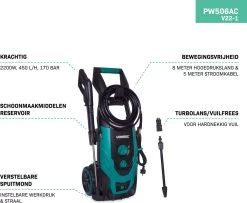 VONROC Hogedrukreiniger V22-1 2200W – 170 Bar – 450 L/h – Incl. 8m Slang, Reinigingsmiddelen Tank, Spuitstukken En Accessoires -Gardena Winkel 1200x986
