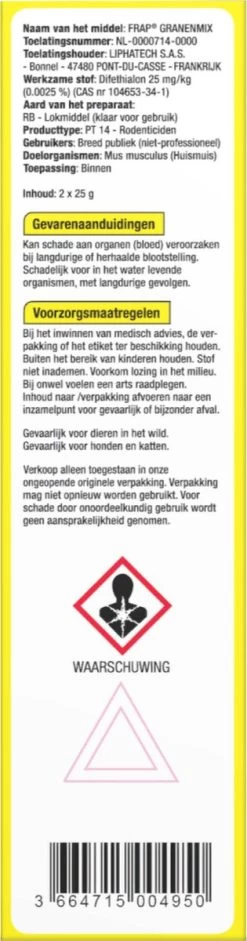 Protect Home Frap Granenmix Tegen Muizen - 2 X 25 Gram - Muis Bestrijdingsmiddel - Lokaas Muizenkorrels Voor Huismuizen - Professionele Formulering - In Portieverpakking -Gardena Winkel 315x1200 1