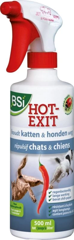 BSI - Hot Exit Voor Het Verjagen Van Katten En Honden - Afweer Van Katten En Honden - Met Contactwerkng En Langdurig Actief - 500 Ml Voor 30 M²