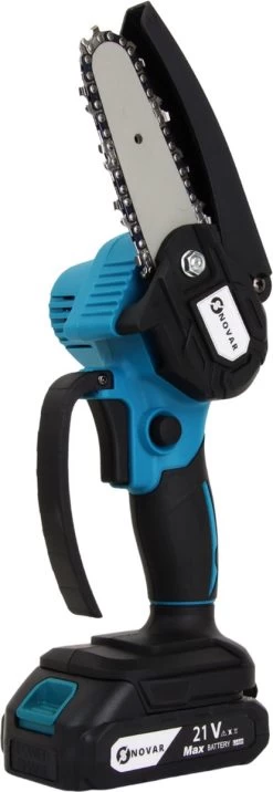 NovarGarden® Mini Kettingzaag NG1 - Met 2x Accu - Takkenzaag - Snoeizaag - Electrisch - Handzaag - Boomzaag - 21V -Gardena Winkel 414x1200