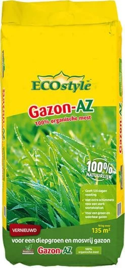 ECOstyle Gazon AZ Organische Gazonmest – Voor Diepgroen En Sterk Gazon – Geeft Tot 120 Dagen Voeding – Werkt Tegen Mos - 135 M² - 10 KG