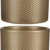 2x Stuks Bloempot In Kleur Relief Goud Keramiek Voor Kamerplant H12.5 X D13.5 Cm- Plantenpotten Binnen