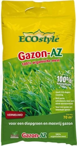 ECOstyle Gazon AZ Organische Gazonmest – Voor Diepgroen En Sterk Gazon – Geeft Tot 120 Dagen Voeding – Werkt Tegen Mos - 135 M² - 10 KG -Gardena Winkel 629x1200 4
