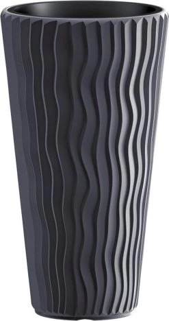 Bloempot Buiten Hoog Rond Sandy Slim 40cm ANTRACIET Prosperplast