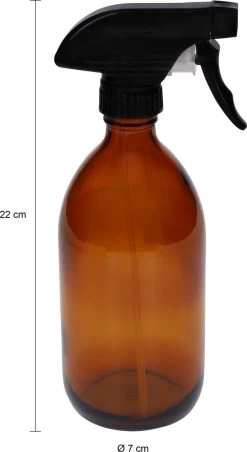 QUVIO Sprayfles - Spuitfles - Plantenspuit - Schoonmaak Spuit - Huishoudspray - Leeg/Hervulbaar - Kamerspray - Allesreiniger - Glazen Sprayflacon - Waterspuit - Kappersspuit - 500 Ml - Glas - Bruin - Zwart -Gardena Winkel 656x1200 1