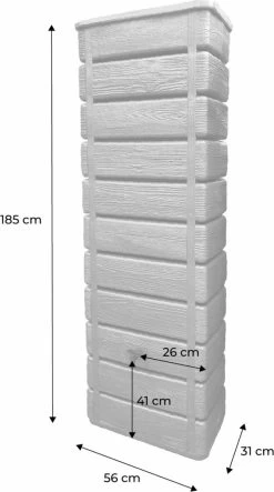 Regenton Muurtank, Grandval 300L, Antraciet Kunststof, Imitatiehout, Met Gootaansluitset Inbegrepen -Gardena Winkel 669x1200 1