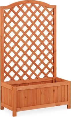 Relaxdays Plantenbak Met Klimrek - Bloembak Trellis - Rankhulp Hout - Voor Klimplanten -Gardena Winkel 734x1200