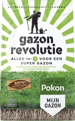 Pokon Gazon Revolutie - 7,5kg - Gazonmest / Graszaad / Bodemverbeteraar - Geschikt Voor 150m² - Binnen 15 Dagen Resultaat -Gardena Winkel 744x1200 1