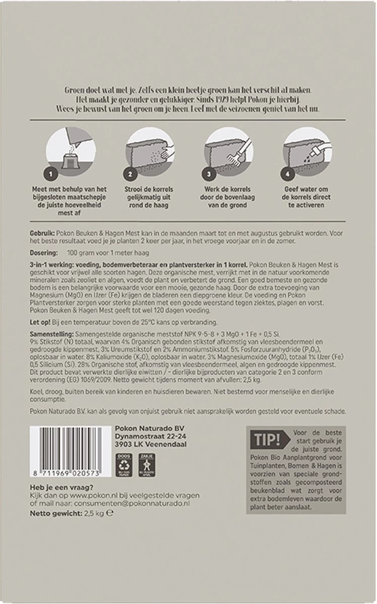 Pokon Beuken & Hagen Mest - 2,5kg - Meststof - 3-in-1 Werking 7 Pokon Beuken & Hagen Mest - 2,5kg - Meststof - 3-in-1 Werking - Afbeelding 7