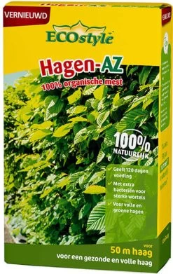 ECOstyle Hagen-AZ Organische Haag Meststof - Tuinmest Voor Diepgroen Blad - Nieuwe & Bestaande Beplanting - 30 M Haag - 1,6 KG -Gardena Winkel 758x1200 2