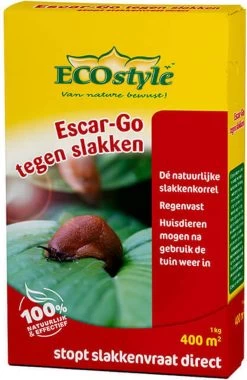 ECOstyle Escar-Go Bestrijdingsmiddel Tegen Slakken - Regenvaste Slakkenkorrels - Stopt Slakkenvraat Direct - 400 M² - 1 KG