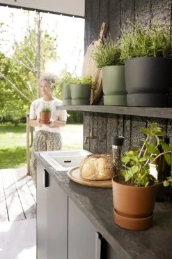 Elho Greenville Rond 30 - Grote Bloempot Voor Buiten - Gemaakt Van Gereycled Plastic - Ø 29.5 X H 27.8 Cm - Living Black -Gardena Winkel 800x1200 184