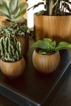 Capi Europe - Vaas Bol Groove XL - 39x33 - Goud - Bloempot Voor Binnen - Opening ⌀24 - GVGB270 -Gardena Winkel 800x1200 203