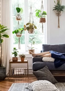 4 Stuks Luxe Jute Plantenhangers - Boho Handgeweven Katoen Hangpot Voor Binnen/Buiten - Hangende Bloempot Met Kralen - Macramé Touw/Koord Hangplant Houder - Bohemian Wandhanger Decoratie - Plant Hanger - Verticale Tuin Bloempothouder Planthanger -Gardena Winkel 854x1200 6