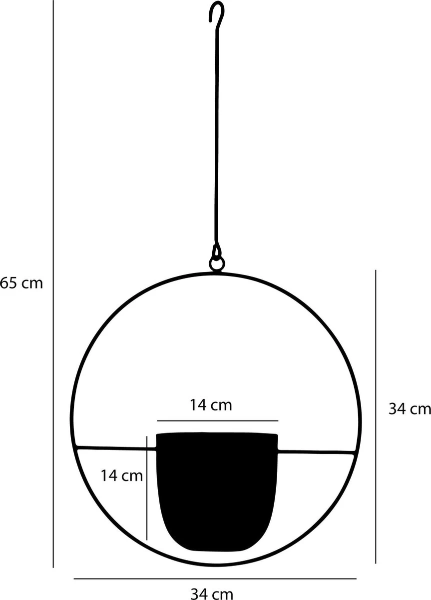Mica Decorations Dexter Bloempot Hangend - L34 X B14 X H65 Cm - Zwart 4 Mica Decorations Dexter Bloempot Hangend - L34 X B14 X H65 Cm - Zwart - Afbeelding 4