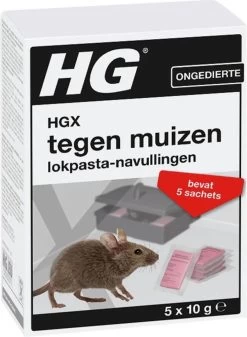 HGX Tegen Muizen Lokpasta Navullingen - NL-0018191-0000 - 50gr - Effectieve Bestrijdingsmiddel - Bevat 5 Sachets