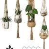 4 Stuks Luxe Jute Plantenhangers - Boho Handgeweven Katoen Hangpot Voor Binnen/Buiten - Hangende Bloempot Met Kralen - Macramé Touw/Koord Hangplant Houder - Bohemian Wandhanger Decoratie - Plant Hanger - Verticale Tuin Bloempothouder Planthanger
