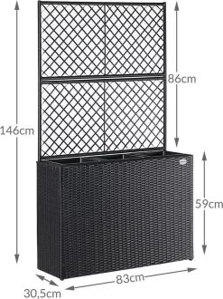 Casaria Polyrattan Plantenbak - Met Klimoprek - 3 Bakken Zwart -Gardena Winkel 898x1200 7