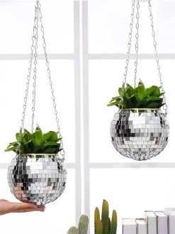 Discobal Hangplant - Bloempot - Hangplant - Disco - Discobal - Spiegel - Zilver - Hangpot - Glitter - Planten In Bak - Hangend - Staand -Gardena Winkel 901x1200 5