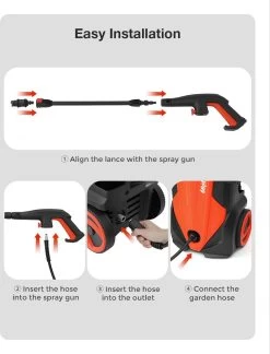 Merkloos Home Hogedrukreiniger - 2100W - 165 Bar - Met Verstelbare Nozzles Slanghaspel 5m Netsnoer 10m Slang - Voor Reiniging Huis Auto Tuin -Gardena Winkel 914x1200 1