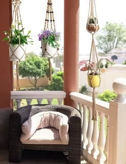 4 Stuks Luxe Jute Plantenhangers - Boho Handgeweven Katoen Hangpot Voor Binnen/Buiten - Hangende Bloempot Met Kralen - Macramé Touw/Koord Hangplant Houder - Bohemian Wandhanger Decoratie - Plant Hanger - Verticale Tuin Bloempothouder Planthanger -Gardena Winkel 923x1200 3