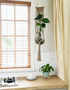 5 Stuks Luxe Jute Plantenhangers - Boho Handgeweven Katoen Hangpot Voor Binnen/Buiten - Hangende Bloempot Met Kralen - Macramé Touw/Koord Hangplant Houder - Bohemian Wandhanger Decoratie - Plant Hanger - Verticale Tuin Bloempothouder Planthanger -Gardena Winkel 938x1200 3