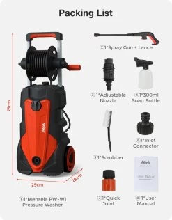 Merkloos Home Hogedrukreiniger - 2100W - 165 Bar - Met Verstelbare Nozzles Slanghaspel 5m Netsnoer 10m Slang - Voor Reiniging Huis Auto Tuin -Gardena Winkel 939x1200 5