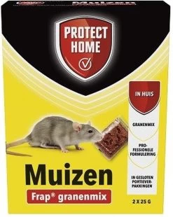 Protect Home Frap Granenmix Tegen Muizen - 2 X 25 Gram - Muis Bestrijdingsmiddel - Lokaas Muizenkorrels Voor Huismuizen - Professionele Formulering - In Portieverpakking -Gardena Winkel 957x1200 1