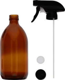 QUVIO Sprayfles - Spuitfles - Plantenspuit - Schoonmaak Spuit - Huishoudspray - Leeg/Hervulbaar - Kamerspray - Allesreiniger - Glazen Sprayflacon - Waterspuit - Kappersspuit - 500 Ml - Glas - Bruin - Zwart -Gardena Winkel 969x1200 11