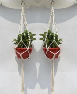 Merkloos Plantenhanger Macramé - Luxe Gevlochten Touw Katoen - 2 Stuks - Plantenpot Ophangen -Gardena Winkel 975x1200 3